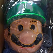 Mario Bros Luigi Halloween Costume Lit Mask Jumpsuit Moustache Gloves Boys M