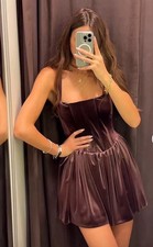 ZARA NWT WOMAN RUCHED CORSET MINI DRESS Maroon | 4764/287 S