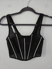 Victoria's Secret Balconette Corset Bra Black Mesh W/sparkly Rhinestones XS NWT