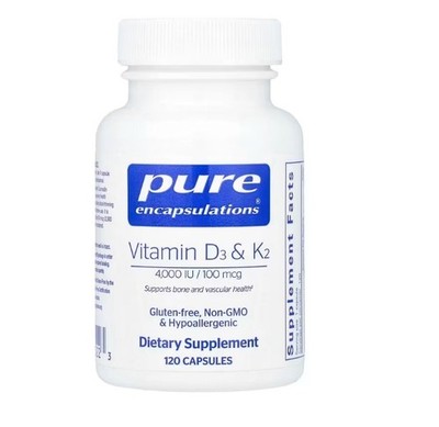 Pure Encapsulations, Vitamin D3 & K2, 120 Capsules, 4000 IU / 100 mcg
