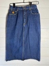 Gloria Vanderbilt Vintage 70s 80s Jean Skirt 10 Dark Indigo Pencil Midi Swan