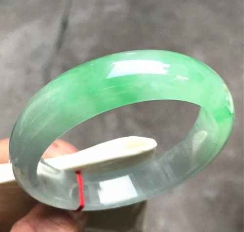 Real Nature Grade Ice Green Burmese Jade Jadeite Bracelet Bangle 58mm - Picture 2 of 9