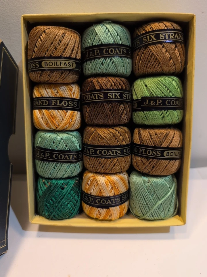 J & P COATS SIX STRAND BOILFAST Set of 12- 20 Yard Balls W / Box - Image 2 of 4