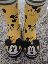 Disney Mickey Mouse Kids Rain Boots Yellow Waterproof Size 10 Toddler