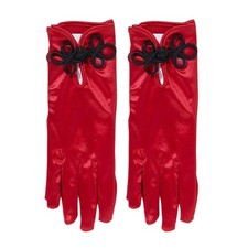 Retro Rock Red Satin Short Costume Gloves Adult One Size