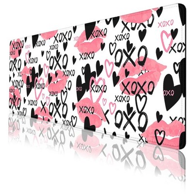 Graffiti Hearts Desk Pad Valentine Doodle Lips Love Art Large Gaming Mouse Ma...