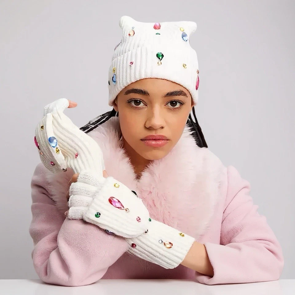 Kate Spade White Bejeweled Gloves. New, Never Worn Because They’re So Beautiful. - Image 2 of 2