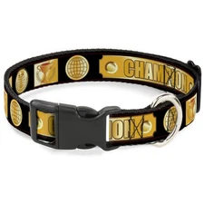 Plastic Clip Collar CHAMPION Belt/Icons Black/Golds Large 15-24"