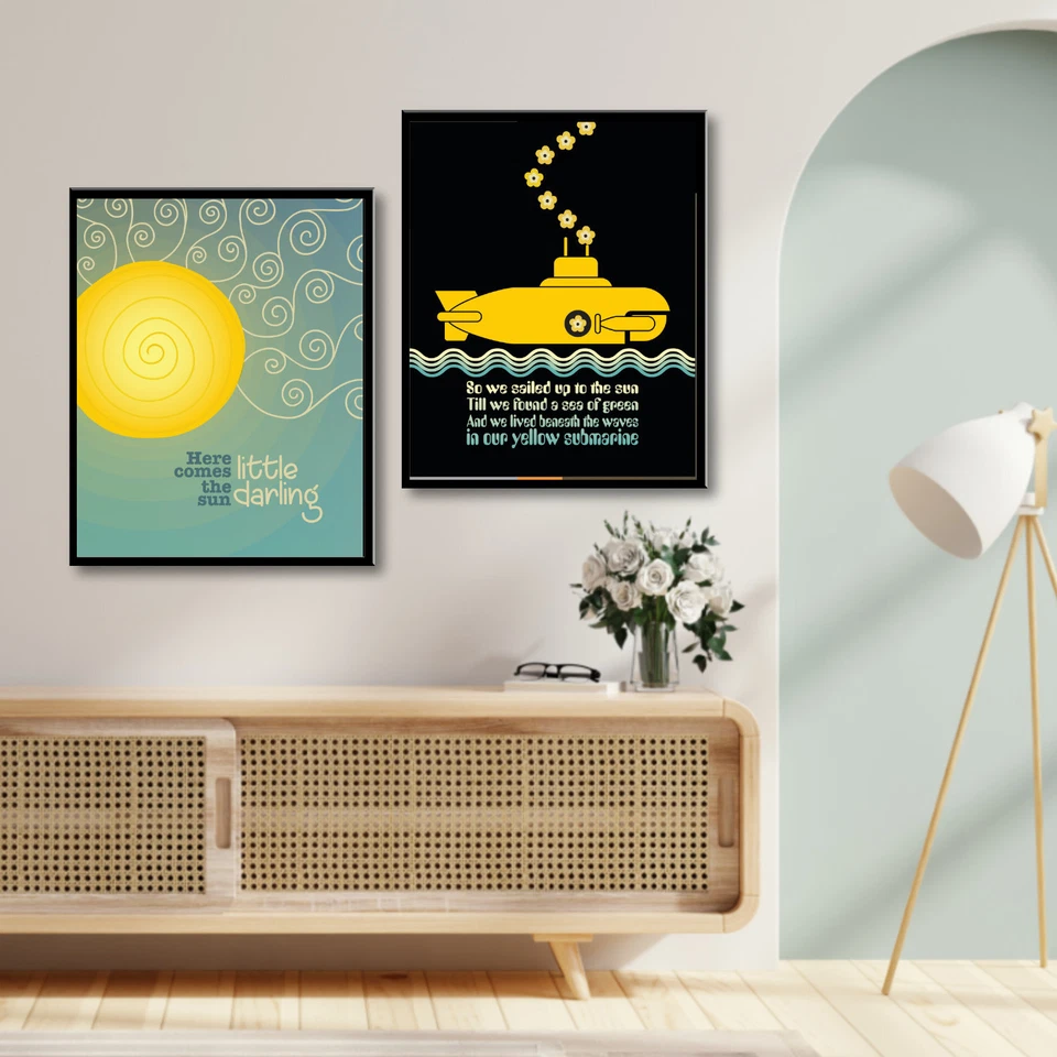 Here Comes the Sun - Canción de los Beatles Música Rock Clásica Impresión Póster Decoración Arte de Pared Foto 3 de 4