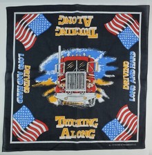 Vintage 80's NOS Trucking Along Semi-Truck American flag bandana trucker hanky