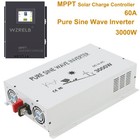 60A Mppt Charge Controller 3000W Pure Sine Wave Power Inverter 24V 120V Solar Rv