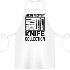 Funny Chef Ask About My Knife Collection Cotton Apron 100% Organic