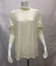 H by Halston Essentials Turtleneck Long Sleeves Top Winter White X-Large Size