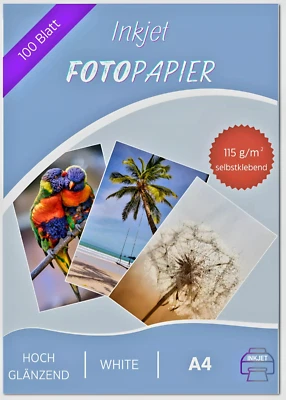 PRINT4LIFE 100 Blatt DIN A4 135g/m² Fotopapier Selbstklebend Hochglanz Photopapier Hglossy