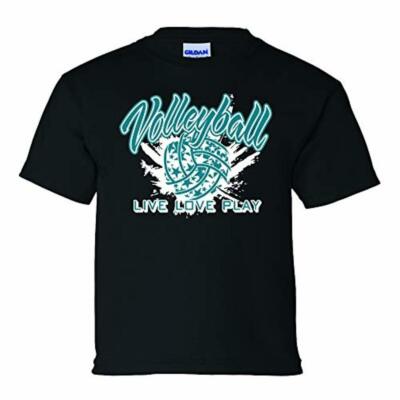 Volleyball Live Love Play Jugend Kurzärmelig T-Shirt-Black