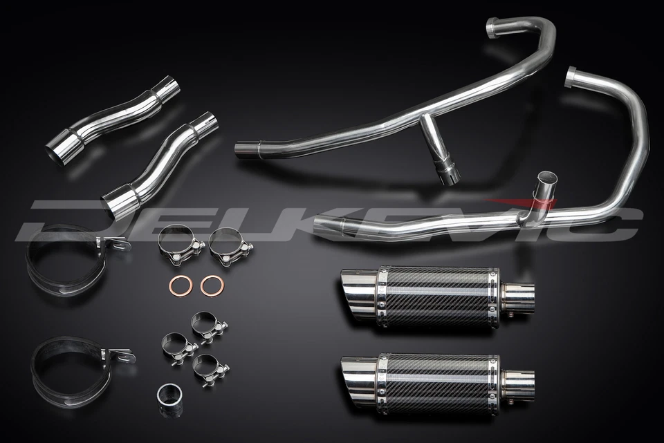 Silenciadores de carbono redondos Kawasaki GPZ500S Ninja 500 87-09 escape completo 2-2 8" Foto 3 de 4