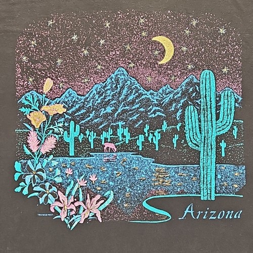 VTG 1990 Arizona Scenery Tshirt XL Wild West Southwestern Desert Glittered USA - Picture 2 of 21