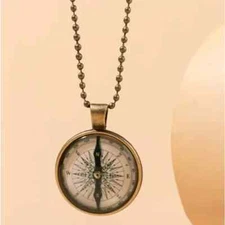 1pc retro compass time glass necklace, suitable for Women's daily wear