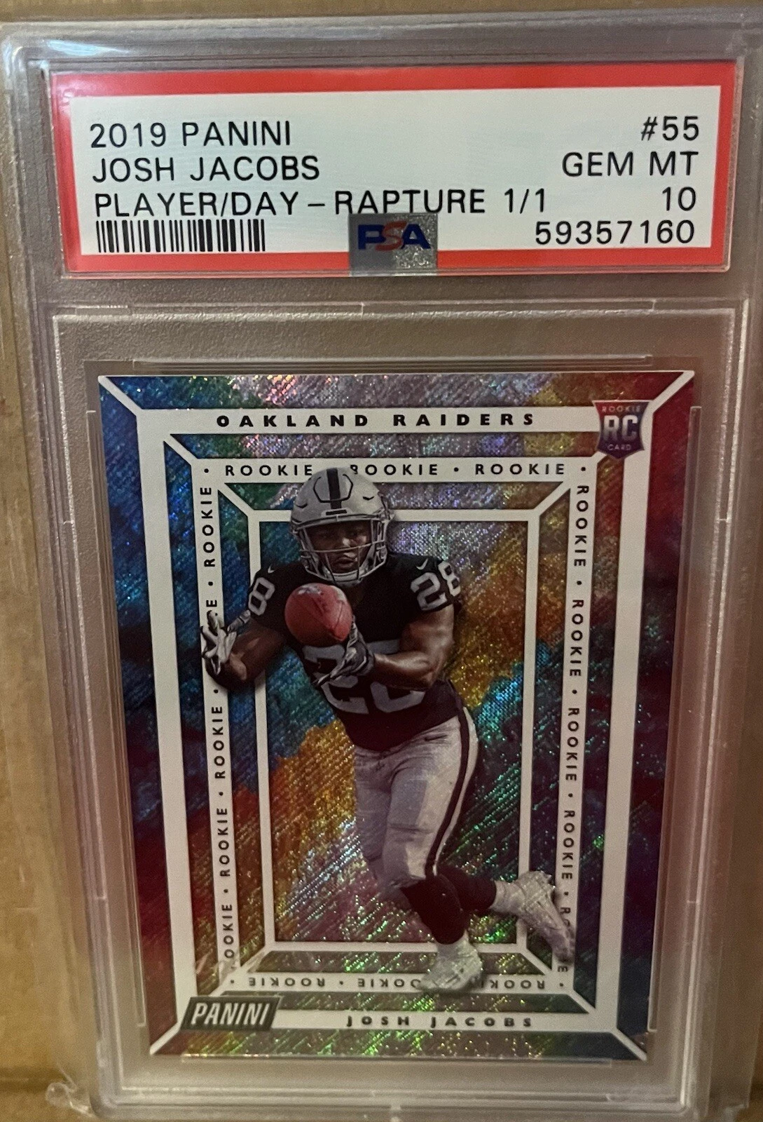 Josh Jacobs Panini Player of the Day #55 Rapture 1/1