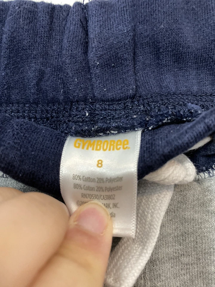 Pantalones deportivos Gymboree para niños talla 8 grises con cintura elástica azul con cordón usados en excelente estado Foto 3 de 4