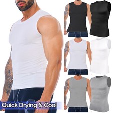 Mens Sports Gym Compression Base Layers Tops Tight Tank T-Shirts Vest Quick dry