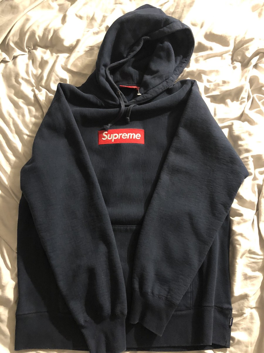 Supreme Box Logo Hoodie (NAVY, LARGE)