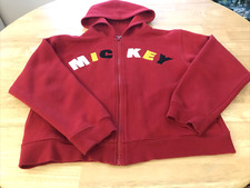 Walt disney worlds kids juniors Mickey hooded jacket size Large pockets zipper