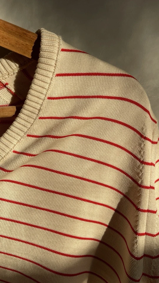 Vintage Givenchy Sport Cream and Red Striped Knit Sweater Preppy Mod Size 36 - Image 4 of 4