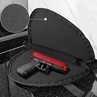 Gun Storage Padded BLACK Pistol Soft Rug Case w/ Zippered Carry Pouch Pistol Bag