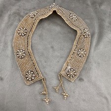 Vintage Beaded Collar Necklace Cloth Backing Imitation Pearl 15 READ