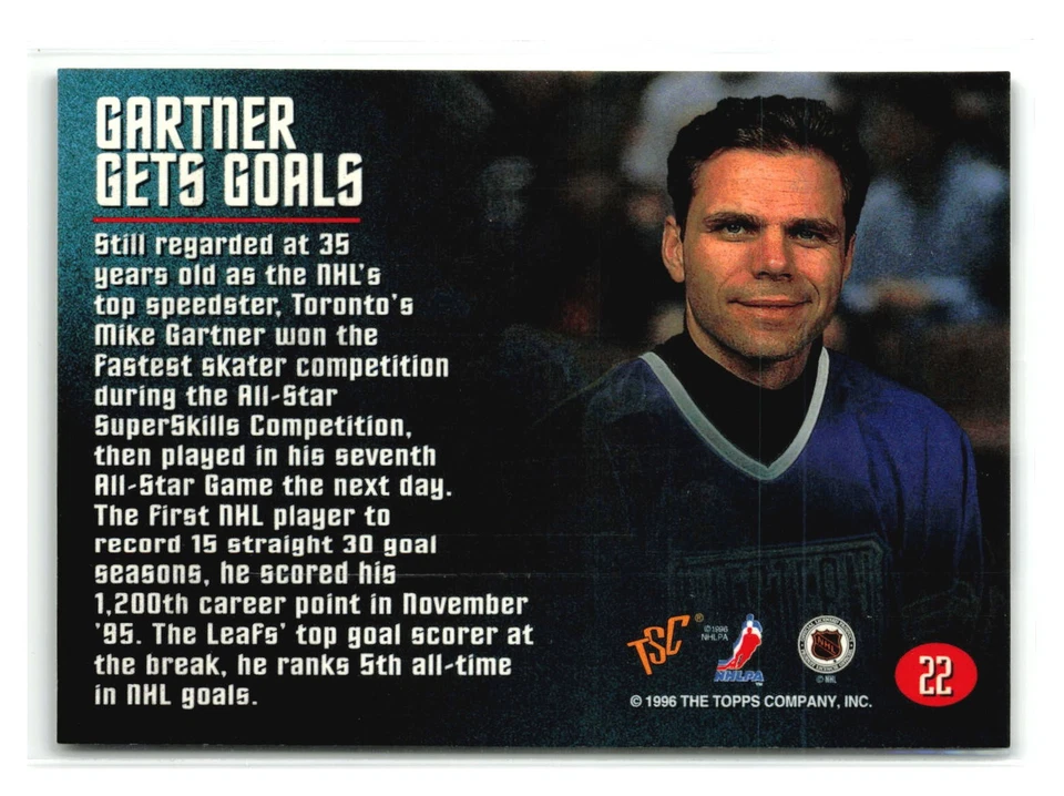 Mike Gartner - 1996 Stadium Club Members Only 50 #22 - Toronto Maple Leafs - Image 2 of 2