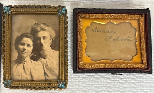 1800s Lot Tin Type Daguerrotype Embossed Leather Cases w/ Tin Pics; RARE - Picture 5 of 11