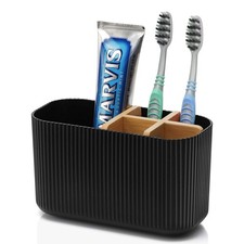 GFWARE Black Toothbrush Holder - Bamboo Toothbrush Holders for Bathrooms Elec...
