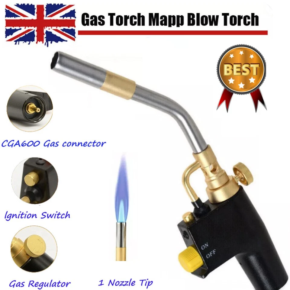 Gas Torch Mapp Gas Blow Torch Map Propane Gas Solderding Brazing Plumber Tool - Image 2 of 4