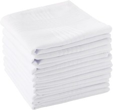 Scotamalone Men's Handkerchiefs 100 Soft Cotton White Hankie Hankerchieves
