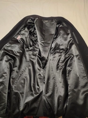 VTG Stafford Mens Black Double Breasted Coat Wool/Cashmere Blend Size 44R image 5