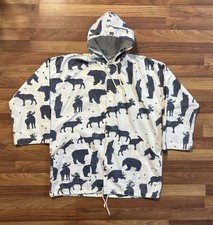 Michigan Rag Co 80s Vintage Hooded Jacket Moose Bear Print, Snap, USA, Size L