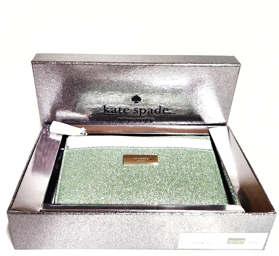 Tarjetero Kate Spade Kenzie grande delgado en caja brillante verde agua de mar KK320 NUEVO EN CAJA Foto 2 de 4