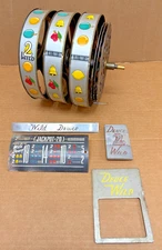 Antique Slot Machine Parts - Mills Original WILD DEUCE Reel Bundle Award Card &