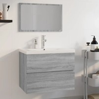 BadmöBel Set Grau Sonoma Holzwerkstoff Unterschrank Spiegelschrank