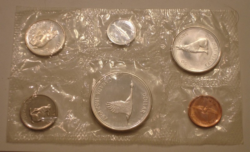 6 piece 1967 SILVER Mint Set of Canada  Gem BU 1 + troy oz ASW SEALED as Issued