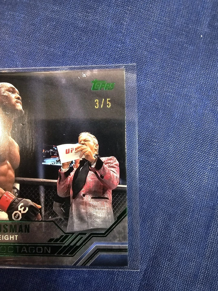 2024 Topps UFC Knockout Kamaru Usman Inside the Octagon Green /5 ITO-2 - Image 3 of 4