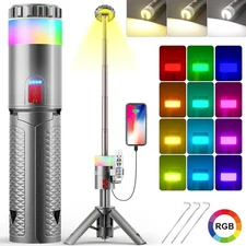 Folding RGB LED Camping Emergency Flashlight Rotating Work Light Inspection Lamp