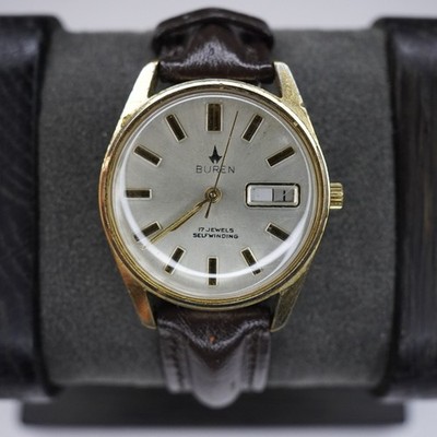 Vintage Buren Automatic Day-Date 17J Swiss 35mm Series 9345  display picture 3