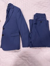 Ralph Lauren Boys Suit Set Sz 12husky Navy -light Blue Plaid Used Exc Condition