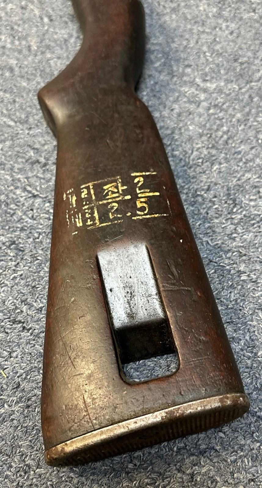 M1 CARBINE KOREAN ARMY MARKINGS WOOD STOCK WITH 4 RIVETS HAND GUARD.  #M1C-K1