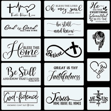 14PCS Christian Stencils Painting on Wood, Bible Sign Motivational Saying Faith
