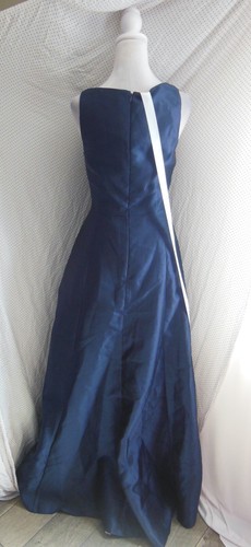 NEW D844 Alfred Sung MIDNIGHT Navy SQUARE NECK Corset SATIN Bridesmaid GOWN 14 - Picture 7 of 9
