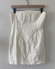 NWT Urban Outfitters Mini Dress Size Med Strapless White Eyelet Cottagecore Boho