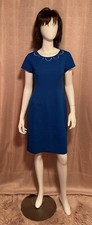 NWT Talbots Women’s Size 4 Blue Rayon Blend Round Neck Short Sleeve Sheath Dress